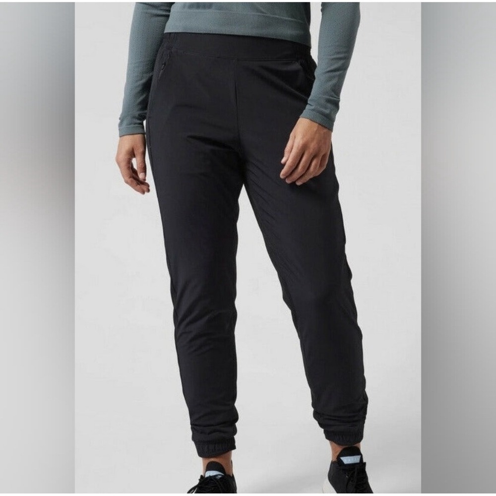Athleta Textured Brooklyn Jogger Black Pants Womens‎ 16 Travel Casual Athleisure